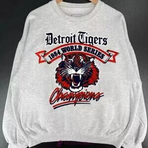 1984 World Series Detroit Tigers Baseball Ash Color Sweatshirt Retro